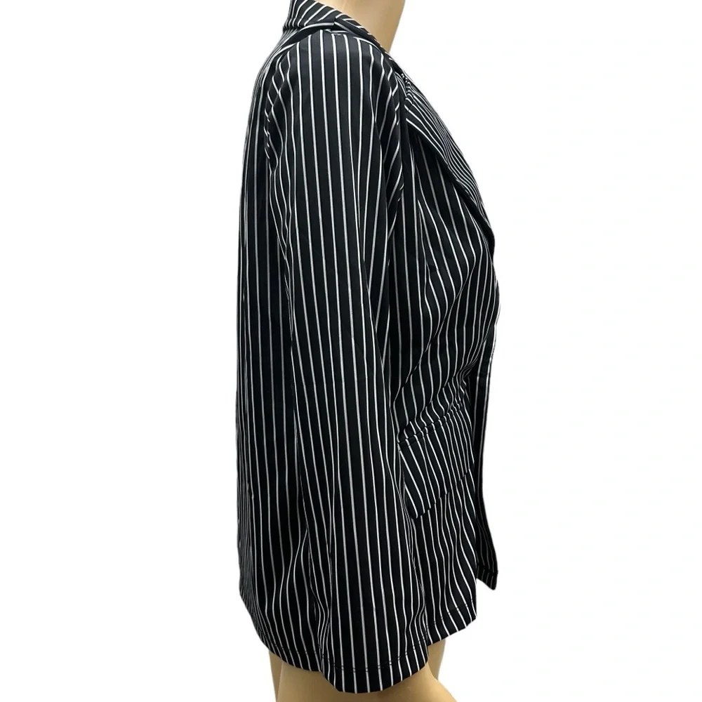 Cosplay Gangster Suit Youth Large Black White Striped Jacket and Pants